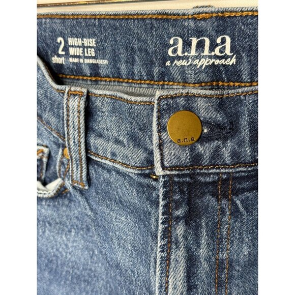 a.n.a High Rise Wide Leg Crop Jeans Blue Size 2 Short - Picture 3 of 7